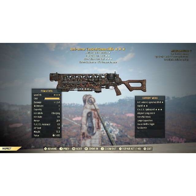 Weapon AA2525 Gauss Rifle Fallout 76 Game Items Gameflip