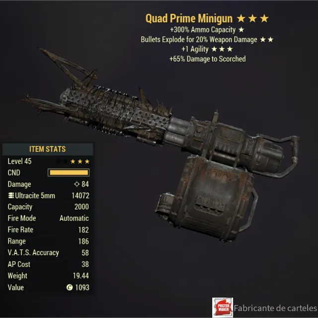 QE1A Minigun 100k Ammo Fallout 76 Game Items Gameflip