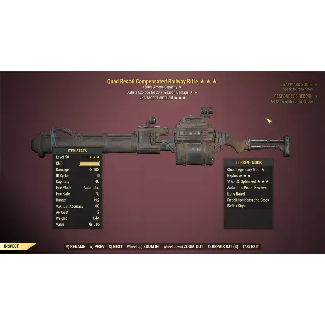 QE25 RAILWAY RIFLE Fallout 76 Game Items Gameflip