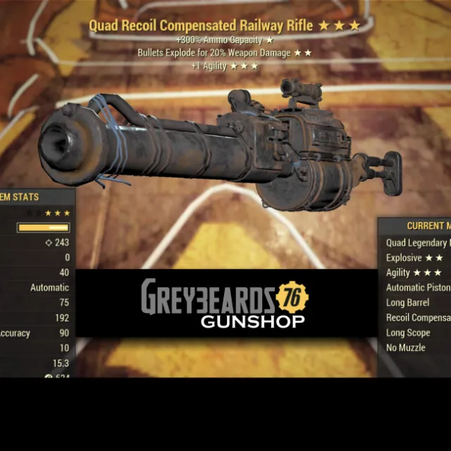 Weapon QE1A Railway Rifle Fallout 76 Game Items Gameflip