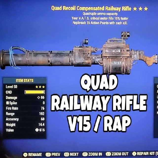 Weapon Quad V Rap Railway Fallout Game Items Gameflip