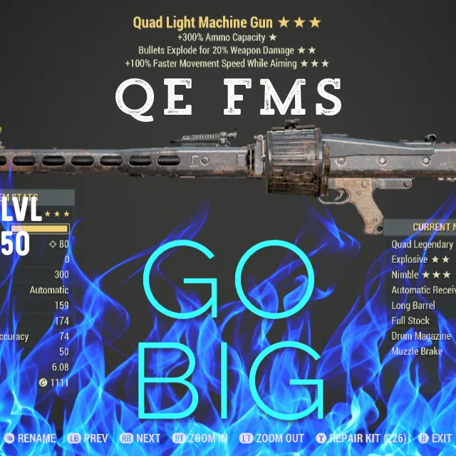 Qe Fms Light Machine Gun Fallout Game Items Gameflip