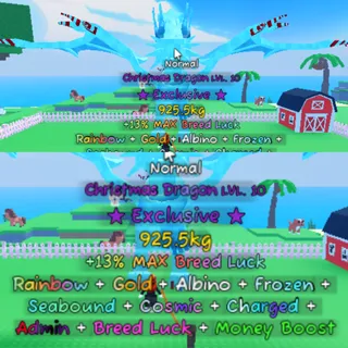  Catch and Tame | Normal Christmas Dragon kg (Tier) Lvl 10 | Rainbow, Gold, Albino, Frozen, & more mutation | 30.5K/s 