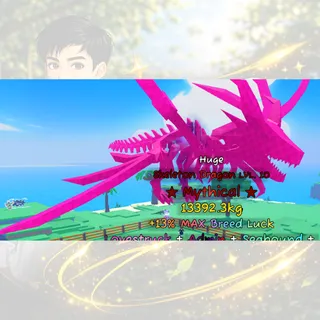 Catch and Tame | Huge Skeleton Dragon 13,392kg (Mythical) Lvl 10 | Lovestruck, Admin, Seabound, & more | 84.4K/s