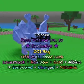 Catch and Tame | Colossal Rose Kitsune 201kg (Exclusive) Lvl 10 | Rainbow, Gold, Albino, & more mutation | 7.47K/s 