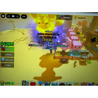 Catch and Tame | COLOSSAL GALAXY KITSUNE  (RARE 3 MUTATION - GOLD, ALBINO & RAINBOW MUTATION ) Level 1 | Custom Order (Roblox)