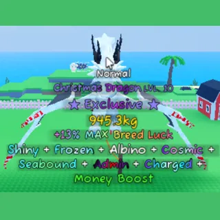 Catch and Tame | Normal Christmas Dragon 945kg (Exclusive) Lvl 10 | Shiny, Frozen, Albino, & more mutation | 35.2K/s 