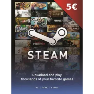 STEAM GIFT CARD €5.00 EUR (EU ONLY)