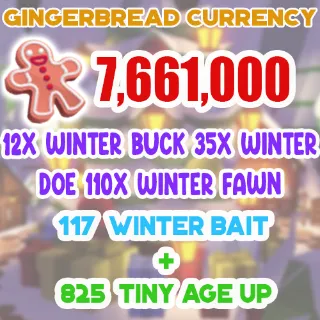 7.6 MILLION GINGERBREAD ADOPT ME CHRISTMAS EVENT 825 TINY AGE-UP POTION 117 WINTER DEER BAIT