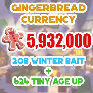 5.9 MILLION GINGERBREAD ADOPT ME CHRISTMAS EVENT 624 TINY AGE-UP POTION 208 WINTER BAIT