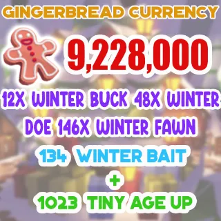 9.2 MILLION GINGERBREAD ADOPT ME CHRISTMAS EVENT 1023 TINY AGE-UP POTION 134 WINTER DEER BAIT