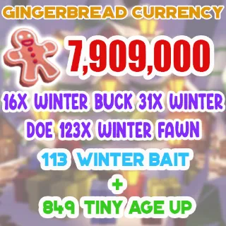 7.9 MILLION GINGERBREAD ADOPT ME CHRISTMAS EVENT 825 TINY AGE-UP POTION 117 WINTER DEER BAIT