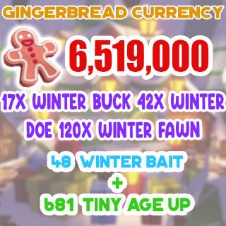 6.5 MILLION GINGERBREAD ADOPT ME CHRISTMAS EVENT 681 TINY AGE-UP POTION 48 WINTER DEER BAIT