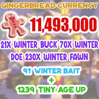 11.4 MILLION GINGERBREAD ADOPT ME CHRISTMAS EVENT 1239 TINY AGE-UP POTION 91 WINTER DEER BAIT