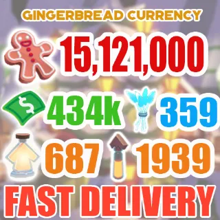 15.1 MILLION GINGERBREAD ADOPT ME CHRISTMAS EVENT 687 AGE-UP POTION 434K BUCKS