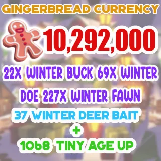 10.2 MILLION GINGERBREAD ADOPT ME CHRISTMAS EVENT 1068 TINY AGE-UP POTION 37 WINTER BAIT