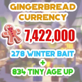 7.4 MILLION GINGERBREAD ADOPT ME CHRISTMAS EVENT 834 TINY AGE-UP POTION 278 WINTER DEER BAIT