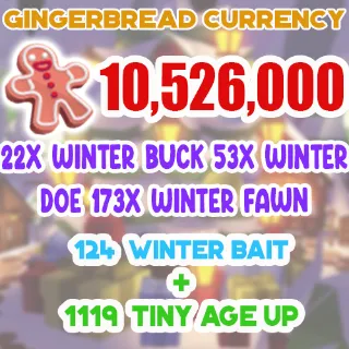 10.5 MILLION GINGERBREAD ADOPT ME CHRISTMAS EVENT 1119 TINY AGE-UP POTION 124 WINTER DEER BAIT