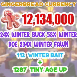 12.1 MILLION GINGERBREAD ADOPT ME CHRISTMAS EVENT 1287 TINY AGE-UP POTION 112 WINTER DEER BAIT