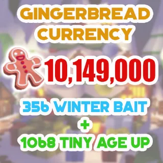 10.1 MILLION GINGERBREAD ADOPT ME CHRISTMAS EVENT 1068 TINY AGE-UP POTION 356 WINTER BAIT