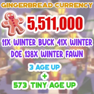 5.5 MILLION GINGERBREAD ADOPT ME CHRISTMAS EVENT 573 TINY AGE-UP POTION 3 AGE UP