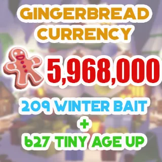 5.9 MILLION GINGERBREAD ADOPT ME CHRISTMAS EVENT 627 TINY AGE-UP POTION 209 WINTER BAIT