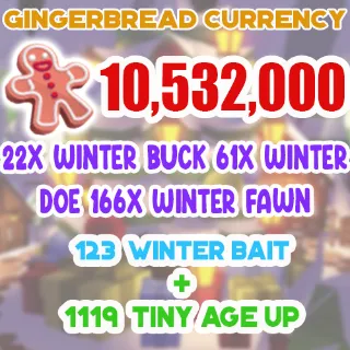 10.5 MILLION GINGERBREAD ADOPT ME CHRISTMAS EVENT 1119 TINY AGE-UP POTION 123 WINTER DEER BAIT