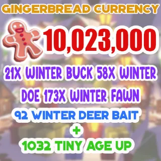 10 MILLION GINGERBREAD ADOPT ME CHRISTMAS EVENT 1032 TINY AGE-UP POTION 92 WINTER DEER BAIT