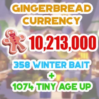 10.2 MILLION GINGERBREAD ADOPT ME CHRISTMAS EVENT 1074 TINY AGE-UP POTION 358 WINTER BAIT