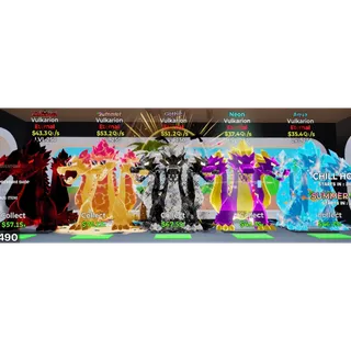 MAX LEVEL 250 Vulkarion Bundle (Darkness, Summer, Gothic, Neon, Aqua) 220.5Qi/s total