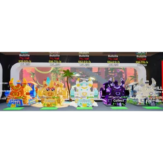 MAX LEVEL 250 Bullzilla Bundle (Neon, Summer, Heaven, Void, Magical) 260.4Qi/s total