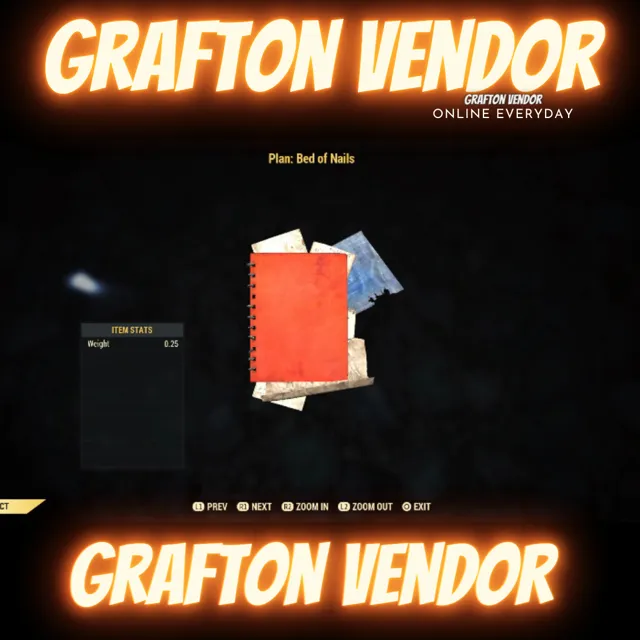 Bed of nails plan Fallout 76 Game Items Gameflip