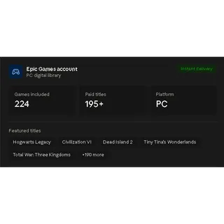 Epic Games account with over 200 games
