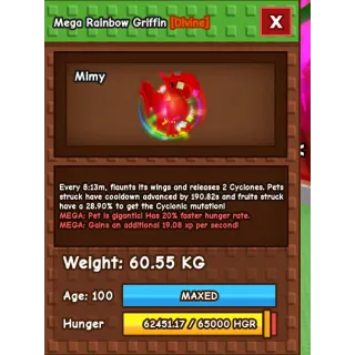 🕸️ Huge/Titanic/Semi-titanic Mega Rainbow Hatch Griffin [60KG, Age 100]