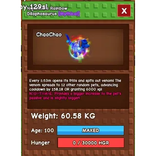 Huge Nightmare Rainbow Hatch Dilophosaurus (59-61+kg | Age 100)