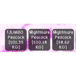 🦚 FLASH SALE! 1x Colossal / Titan / Huge Nightmare or Jumbo Peacock | Random KG from 98-101KG (15s Cooldown)