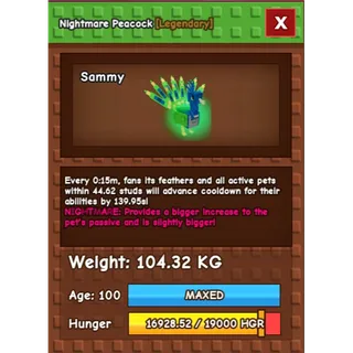 🦚 Colossal Nightmare Peacock (100+ KG Age 100) 