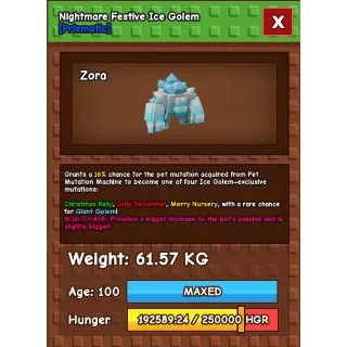 NEW PRISMATIC / TITANIC / GODLY / HUGE RAINBOW HATCH - RBH - FESTIVE ICE GOLEM [61KG, Age 100]