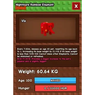 HUGE RAINBOW HATCH NIGHTMARE ELEPHANT 60KG 