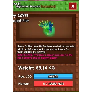 🦚 Colossal Nightmare Peacock (100+ KG Age 100) 