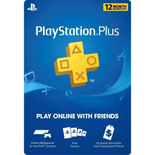 PlayStation Plus 12 Months / 1 Year - US Region United States - Instant Delivery