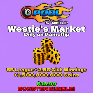 8 Ball Pool┃ Booster Bundle: 5B League Winnings - 2.5B Club Winnings + 1.5B Coins!┃Fast & Safe 