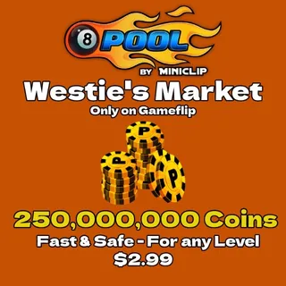 8 Ball Pool┃250,000,000 Coins┃Fast & Safe - Cheapest Rate on the market ( For any Level!! ) 🎱