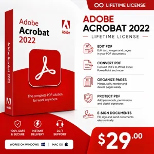 Adobe Acrobat 2022 Lifetime License 🔑 PDF Editor Pro ⚡ Instant Delivery