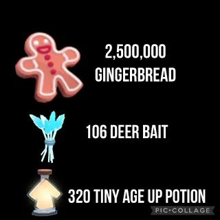 2.5m Gingerbread 106 Deer Bait 320 Tiny Age Up Potions