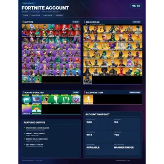 🔥 75 SKINS | RENEGADE RAIDER | NANNER RINGER | 1580 LVL | FULL ACCESS + EMAIL CHANGE