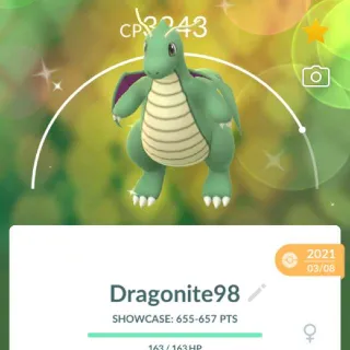 POKEMON GO DRAGONITE 2021 SHINY SECURE LUCKY