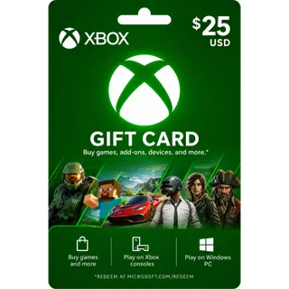 $25.00 USD Xbox Gift Card