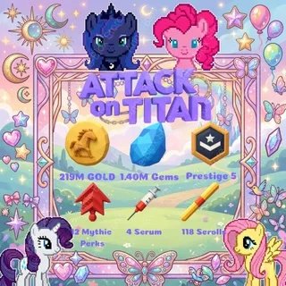 ⭐ Prestige 5 Level 225 Account ⭐ 1.40M Gems + 219M Gold ⭐ 12 Random Mythic Perks + 4 Random Serums ⭐ AOTR ⭐ Instant Delivery ⭐
