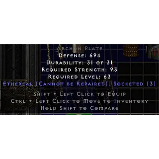 Archon 3 sockets Ethereal nonladder sc